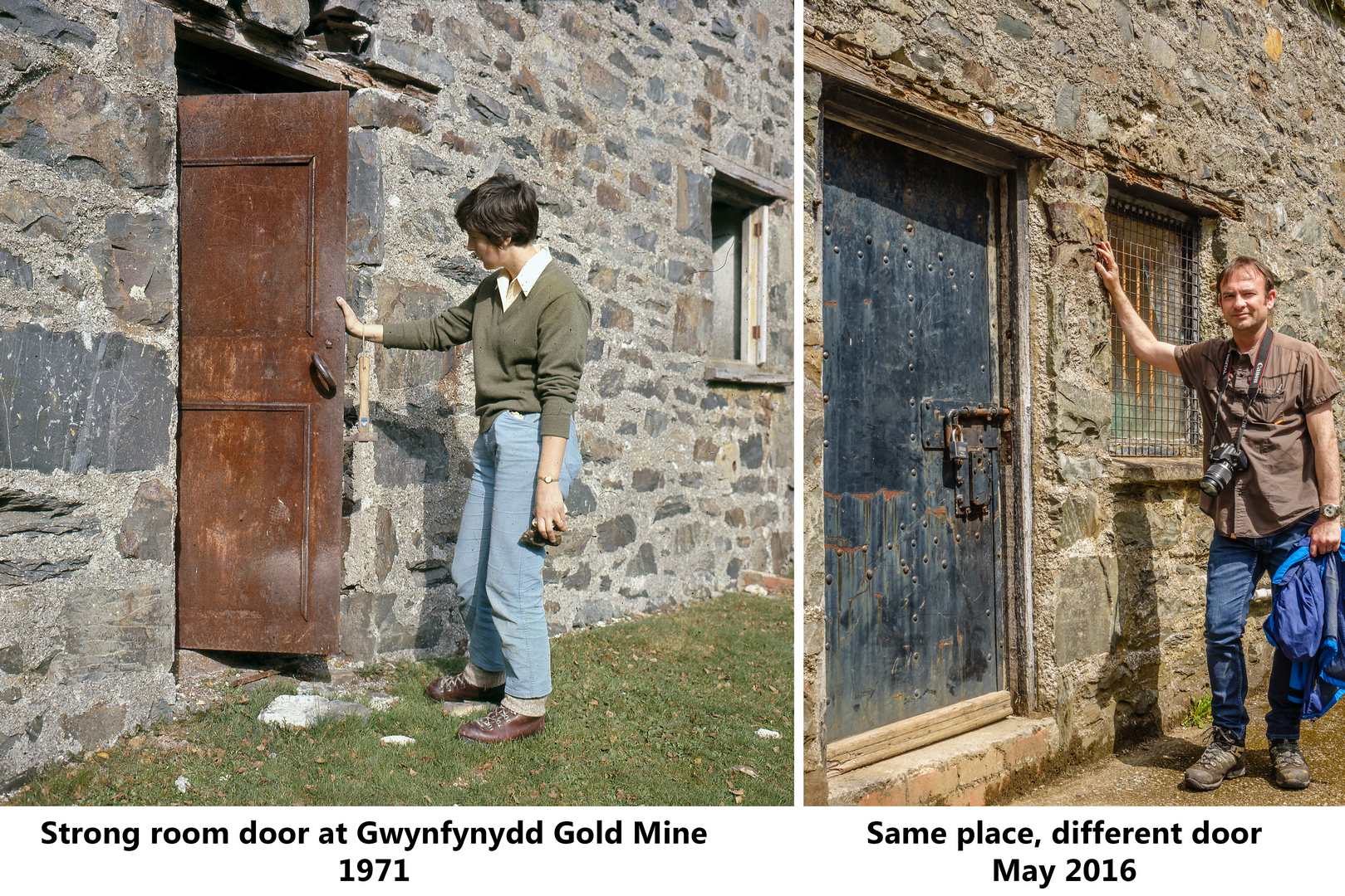 Strong room Gwynfynydd Gold Mine 1971 and 2016